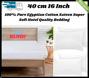 800 Thread Count 100% Egyptian Cotton Extra Deep 40cm/16" Fitted Sheet Bed Sheet - Picture 1 of 23