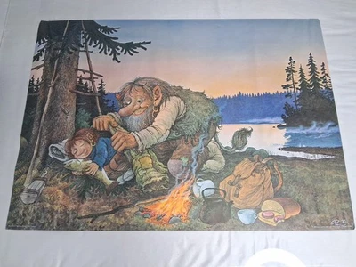 Vtg Rolf Lidberg Camping Troll Poster 1973   Sweden  "Storfiskarn" 27 X 19 Rare  - Image 1 of 4