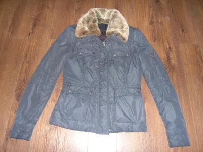 CHAQUETA ACOLCHADA DE NAILON AZUL MARINO ETIQUETA PLATEADA BELSTAFF CUELLO DE PIEL LAPIN - TALLA 46 IT Foto 1 de 4