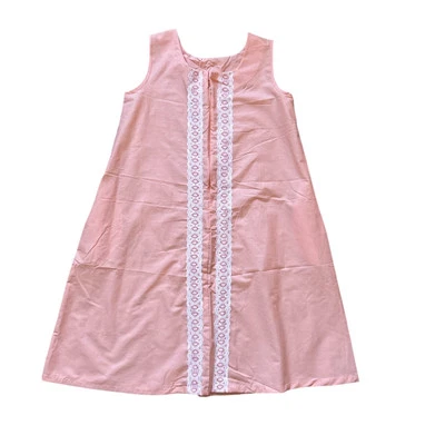 Vintage Peach Deadstock Sleeveless Housecoat Nightgown Size 16 USA Made Pockets  - Image 1 of 4
