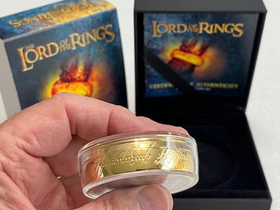 3 oz .999 silver ring - 24 kt Gold Plated - THE LORD OF THE RINGS - 2023 Coin - Image 1 of 4