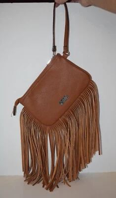 PULSERA CARLOS SANTANA CON FLECOS - IMITACIÓN CUERO MARRÓN - MONEDERO PEQUEÑO, CIERRE DE CREMALLERA Foto 1 de 4