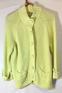 Cárdigan Suéter Chico’s Tejido Amarillo Neón Talla 2 Grande Preppy Chic Capas - Imagen 1 de 8