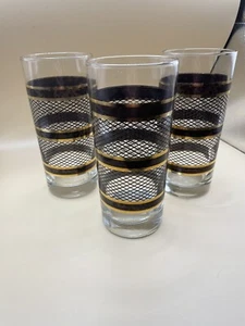 3er Set Becher 16 Oz Entertainment Time - Netz Braun/Gold Streifen MCM Barware - Bild 1 von 13