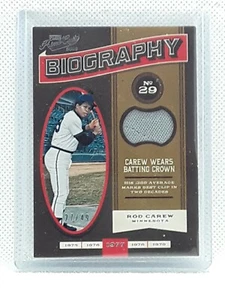 Rod Carew 2016 Prime Cuts Baseball GAME USED PATCH (27/49) Minnesota Twins - Picture 1 of 2