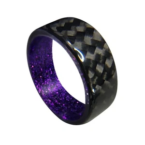 Carbon fiber twill ring with Purple sparkle inside- Made in USA- sizes 4-16 - Picture 1 of 7