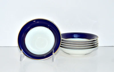 Rosenthal 经典玫瑰克劳丁 6 水果甜点碗 钴蓝色 5 1/8 完好 — 第 1/4 张图片