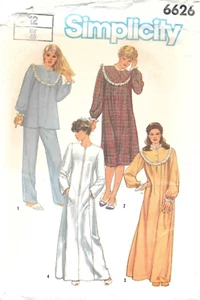 Uncut Simplicity Sewing Pattern 6626 Pullover Nightgown Pajamas and Robe Size 12 - Picture 1 of 2