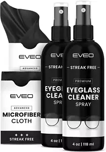 Eyeglass Lens Cleaner Spray Kit: 2 Bottles + 2 Microfiber Cloths, USA - Picture 1 of 11