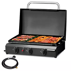 Zintown Propane Griddle Table Top Grill Camping Griddle Portable with 3 Burner - Picture 1 of 12