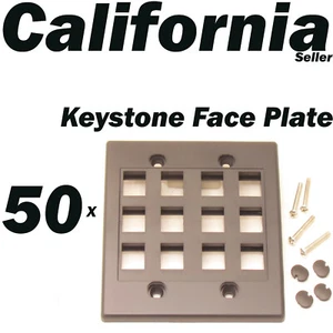 50 Faceplate 12 Port Keystone Jack RJ45 CAT5 CAT5e CAT6 Network Wall Plate Black - Picture 1 of 6