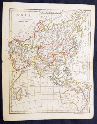 1815 Cummings & Hilliard Antique Early Map of New Holland Australia, China, Asia - Image 1 of 2