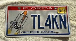 2012 SPACE SHUTTLE CHALLENGER.COLUMBIA SPECIALTY FLORIDA LICENSE PLATE AUTO TAG - Picture 1 of 2