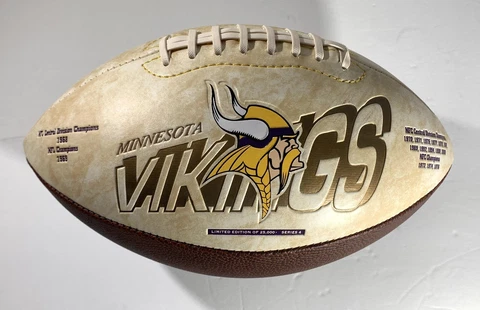 Minnesota Vikings Football tan panel nfl autograph display ball new Cover