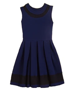 $58 AQUA Girls’ Mesh Insert Dress, Navy , Size M - Picture 1 of 1