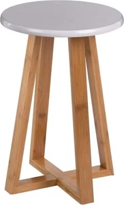 Housewares Viborg Round Stool 30x30x43 cm Bamboo - Grey Finish -BOX DAMAGED - Picture 1 of 3