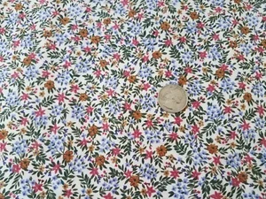 COTTON FABRIC- LAVENDER, PINK & GOLD FLORALS ON OFF WHITE    BTY - Picture 1 of 1