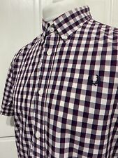Fred Perry Gingham Check Short Sleeved Shirt Size L "Excellent"