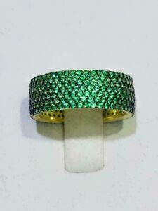 3CT Round Lab Created Green Emerald Men's Engagement Ring 14K Yellow Gold Plated