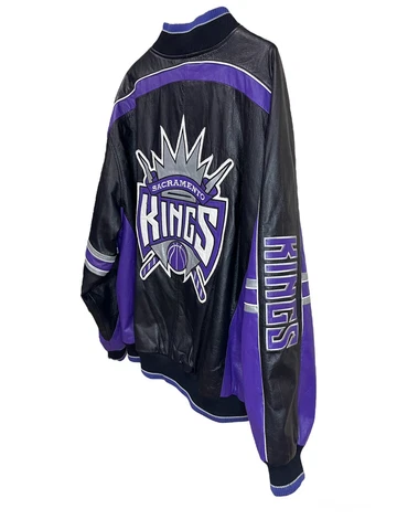 Rare Vintage 1990s Sacramento Kings XL Leather Jacket NBA G-III Sports Huge Logo Cover
