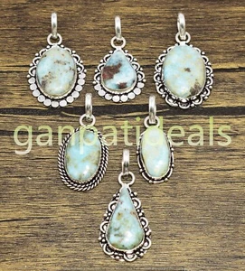 Larimar Gemstone Handmade Pendant 925 Silver Plated Wholesale Jewelry - Picture 1 of 5