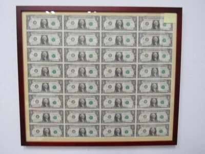 Cherry Frame $1 Washington Currency Sheet  1991A-L (San Francisco) - (frame M) - Image 1 of 3