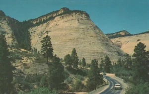 Checkerboard Mesa - Entrance to Zion Park, Utah - unposted RPPC - Picture 1 of 3