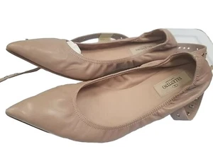 Valentino Leather Love Latch Pink Buckle Ballet Flats Rare Size 38.5 Rare Design - Picture 1 of 9