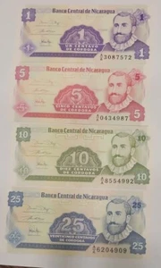 Nicaragua 1991 – 1, 5, 10 & 25 Centavos – P-167, 168, 169, 170 + Gift NID6 - Picture 1 of 7