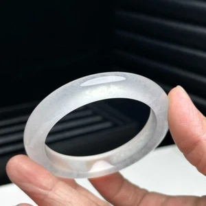 Real natural High ice Burmese White Jade jadeite bracelets bangle 53MM - Picture 1 of 12
