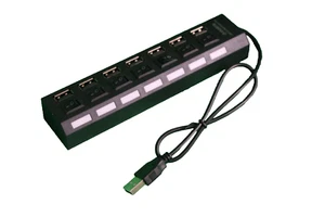 7fach USB Verteiler Hub Stick Adapter Leiste PC Laptop Schalter Beleuchtung NEU - Bild 1 von 11