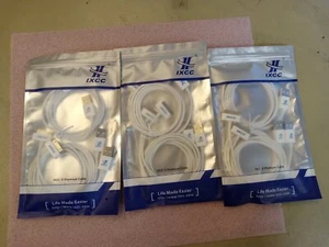 LOT OF 3 APPLE IXCC 3FT 30 Pin Cables WHITE 3 PACK WITH 30 DAY WARRANTY!!! - Picture 1 of 4