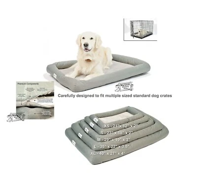 Dog Crate Bed Crate Mat Cooling Calming Kennel Bolster Grey cover removable - Image 1 of 4