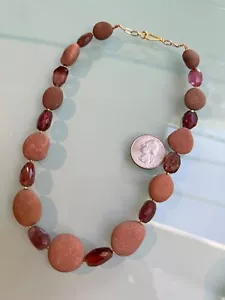 Baltic Sea rocks with pink tourmaline beads, 18k necklace - Picture 1 of 3