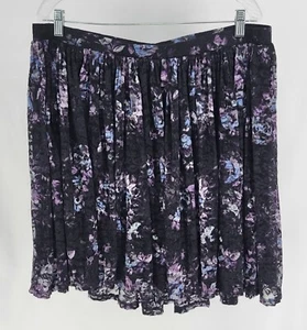 TORRID Black Pleated Lace Floral Skater Skirt Size 1 1X 14/16 Pull On  - Picture 1 of 4