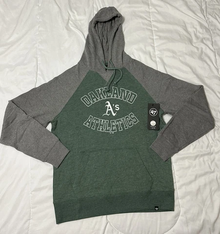 MLB Oakland Athletics Hoodie 47 Brand Large Green Stitch Pullover A’s Baseball Cover