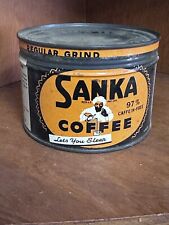 Vintage Sanka Coffee 1 Pound Keywind Tin Regular Grind EMPTY