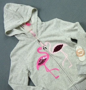 Wonder Nation Sweater Girls XS S M L Zip Fleece Hoodie FlipSequin Flamingo Bling - Picture 1 of 44