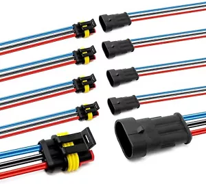 5x Car Waterproof Wire Connector 3 Pin Way Electrical Connectors Plug 16 AWG - Picture 1 of 2