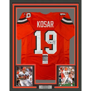Framed Autographed/Signed Bernie Kosar 35x39 Cleveland Orange Football Jersey JS - Picture 1 of 2