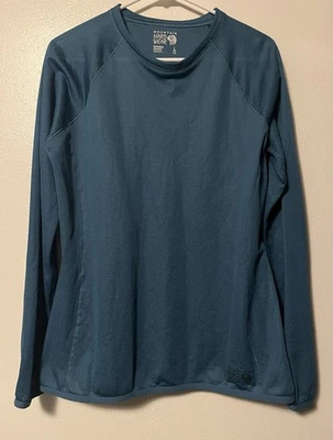 Camisa feminina Mountain Hardwear grande azul baselayer forrada de lã para caminhadas ao ar livre - Imagem 1 de 4