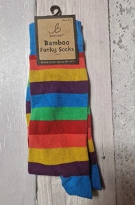 Calcetines Funky Bambú Arco Iris Para Hombre Talla 6 A 11 1 Par Nuevos - Imagen 1 de 3