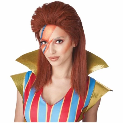 70s Glam Rocker 1970s Idol Celebrity Auburn Mullet Adult Mens Costume Wig - Image 1 of 3