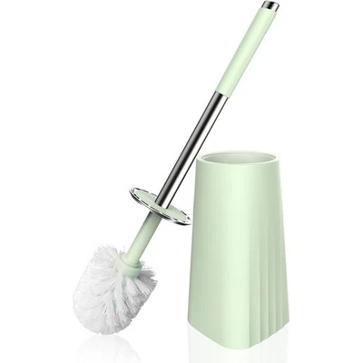 Escova sanitária compacta ergonômica cabo de aço inoxidável suporte de limpeza sem gotejamento - Imagem 1 de 4