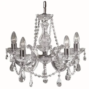 Pendelleuchte Ø48cm 5xE14 en Chrome Cristal Suspensions Lustre Salon - Photo 1/1