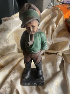 Chalkware Boy Comme Like Papa, estatuilla de estatua de pipa 38 cm, tiza, pocas fichas - Imagen 1 de 24