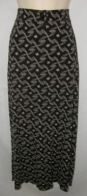 Vintage Black & Brown Print Sz Medium Elastic Waist Stretchy Skirt TAPEMEASURE - Image 1 of 4