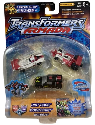 Transformers Armada Dirt Boss, Downshift, Mirage: Race Mini-Con Team NEW 2003 - Image 1 of 4
