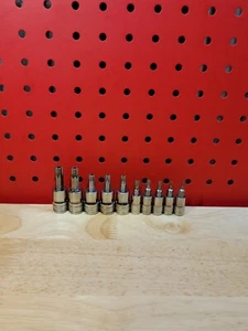 Snap-on 210EFTXRY T8-T50 NICE 10-Piece 1/4" + 3/8" Tamper-Resistant Torx Sockets - Picture 1 of 12