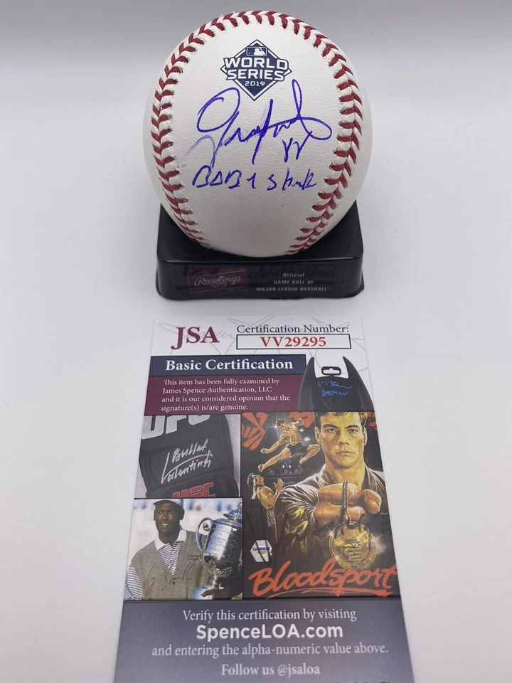 GERARDO PARRA BABY SHARK FIRMADO 2019 SERIE MUNDIAL WS BÉISBOL CERTIFICADO DE AUTENTICIDAD JSA automático 3 Foto 1 de 1